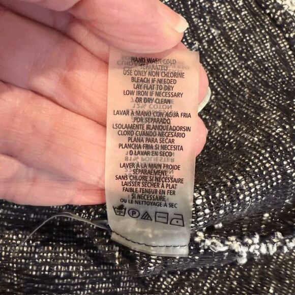 Karl Lagerfeld Tweed Knit Top Black and White Front Pocket Button Detail Large - Picture 8 of 12